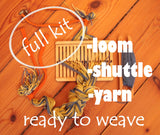 backstrap weaving kit with yarn from above full kit