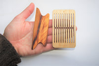 Small 10 dpi heddle with plum shuttle - Harvest Looms