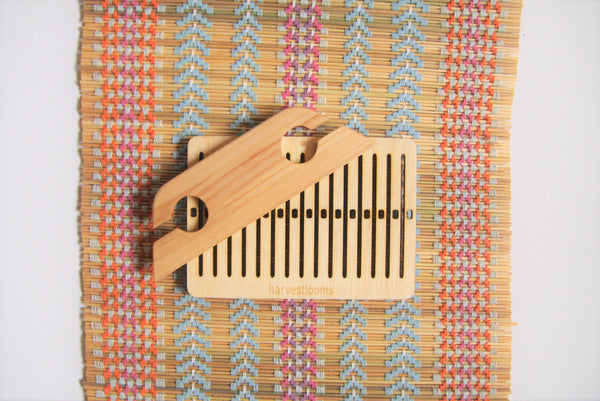 Small weaving loom with knife shuttle - Harvest Looms